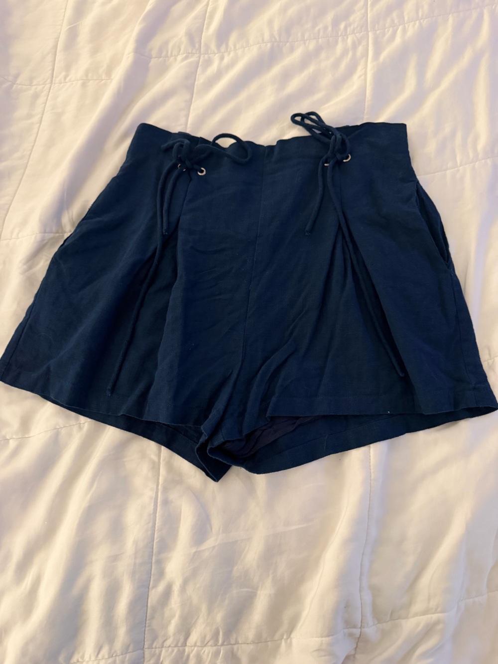 fab'rik High-Waist Navy Tie-Front Casual Shorts